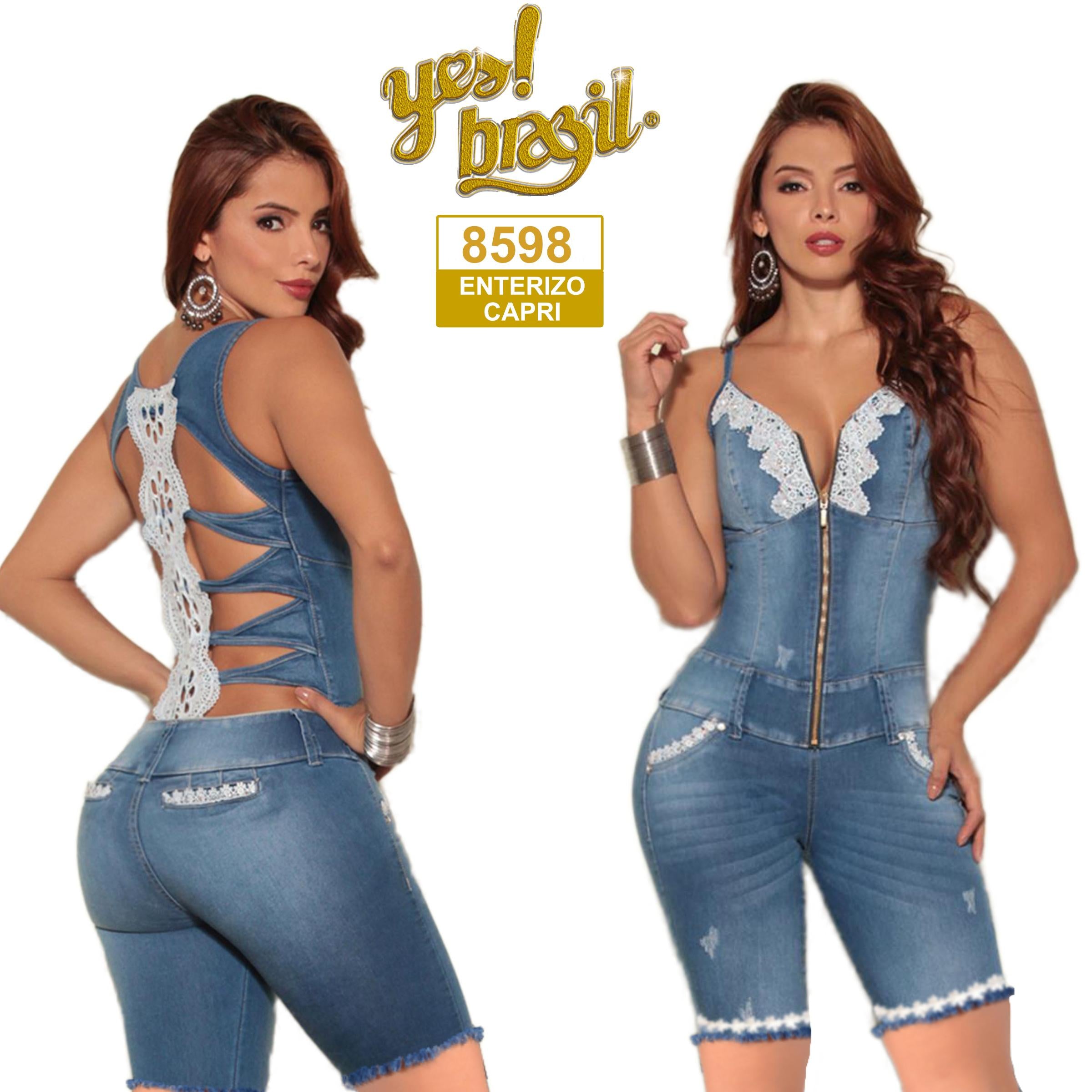 Ref. 015 -8598C Capri Enterizo Colombiano Estilo Levantacola - Ropa Colombiana