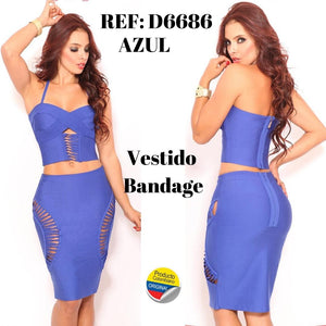 Ref. 003 -D6686 VESTIDO AMERICANO BANDAGE - Ropa Colombiana