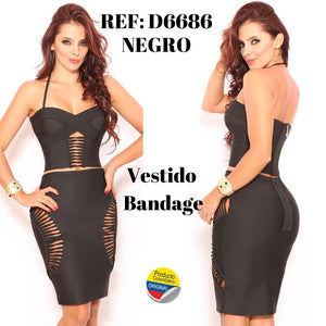 Ref. 003 -D6686 VESTIDO AMERICANO BANDAGE - Ropa Colombiana