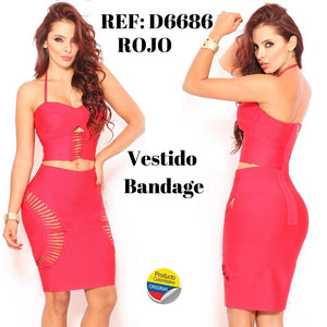 Ref. 003 -D6686 VESTIDO AMERICANO BANDAGE - Ropa Colombiana