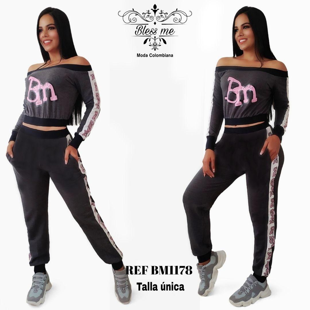 Ref. 058 -BM1178 Conjunto Deportivo Sexy y Moderno con sudadera y blusa de manga larga - Ropa Colombiana