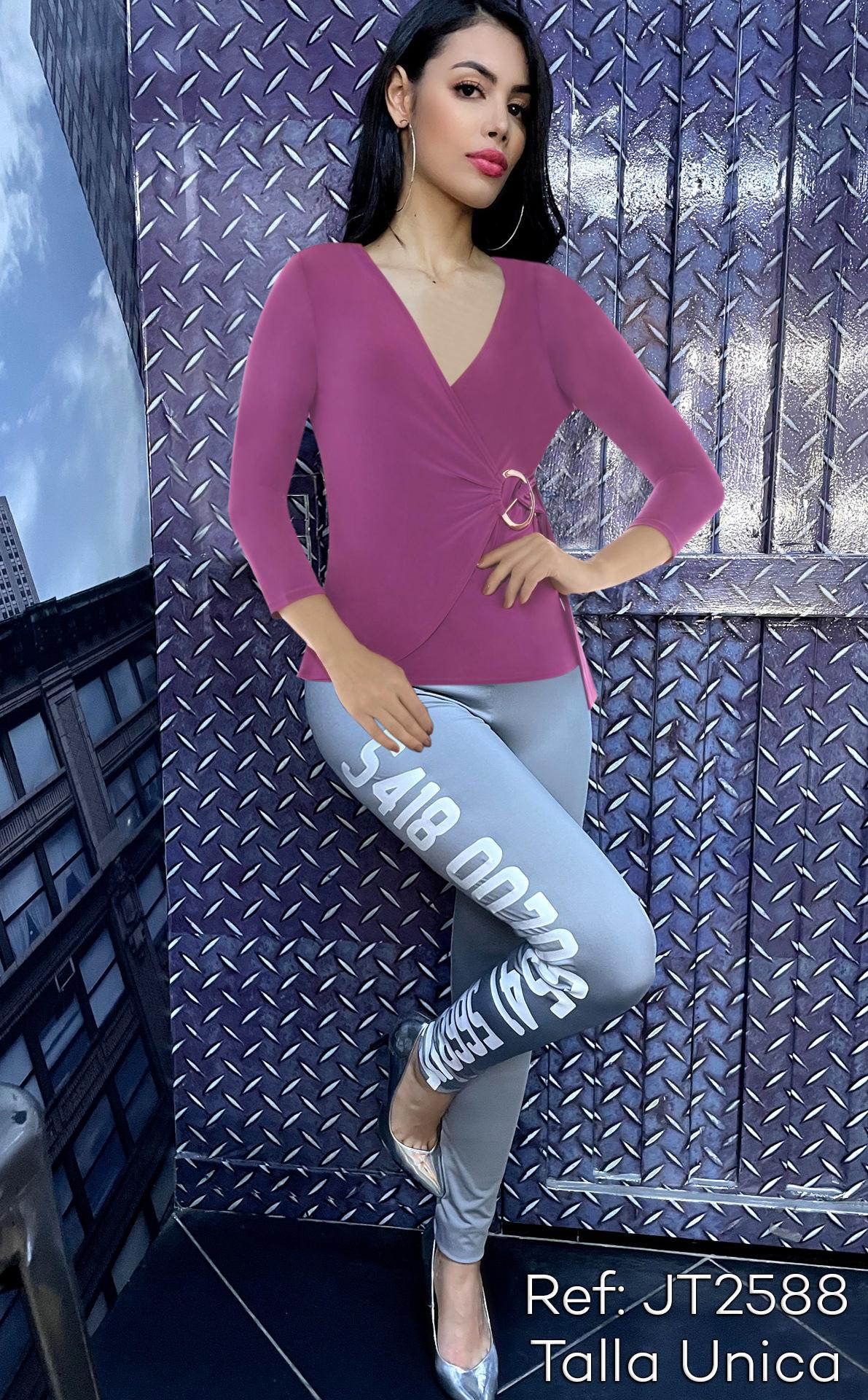 Ref. 003 -JT2588 Blusa Americana con Estilo cruzado adelante - Ropa Colombiana