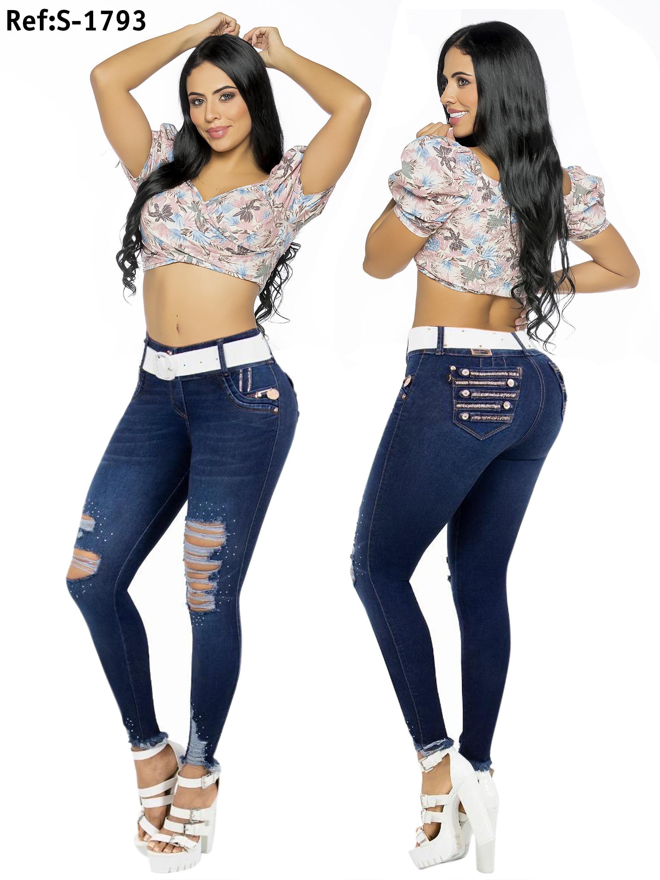 Ref. 037 -S-1793 Vaqueros push up colombianos de moda - Ropa Colombiana