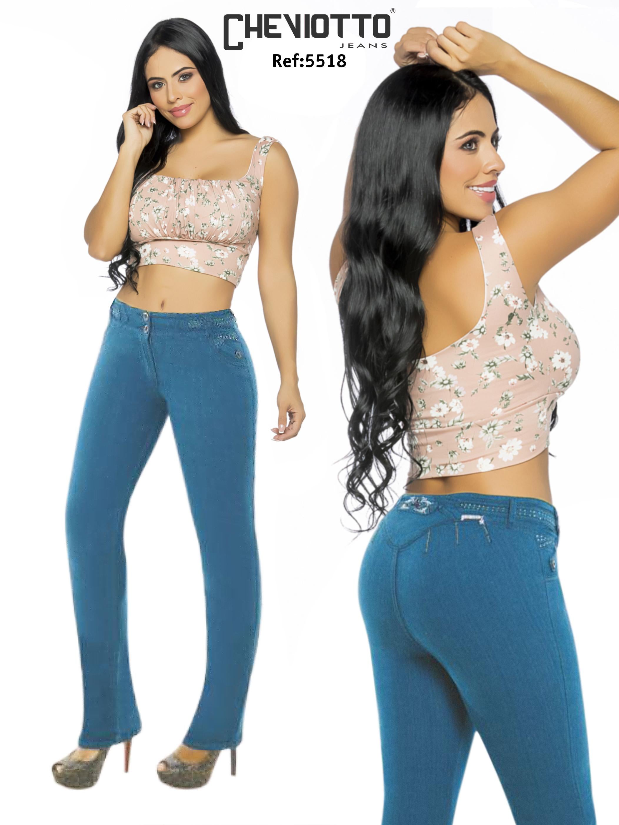 Ref. 001 -5518 Jean Cheviotto Levanta  cola - Ropa Colombiana