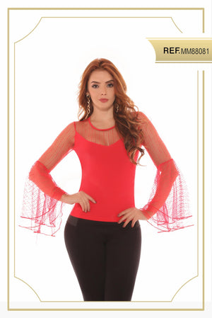 Ref. 003 -MM88081 Fantástica Blusa Americana con mangas anchas y translucidas - Ropa Colombiana