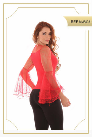 Ref. 003 -MM88081 Fantástica Blusa Americana con mangas anchas y translucidas - Ropa Colombiana