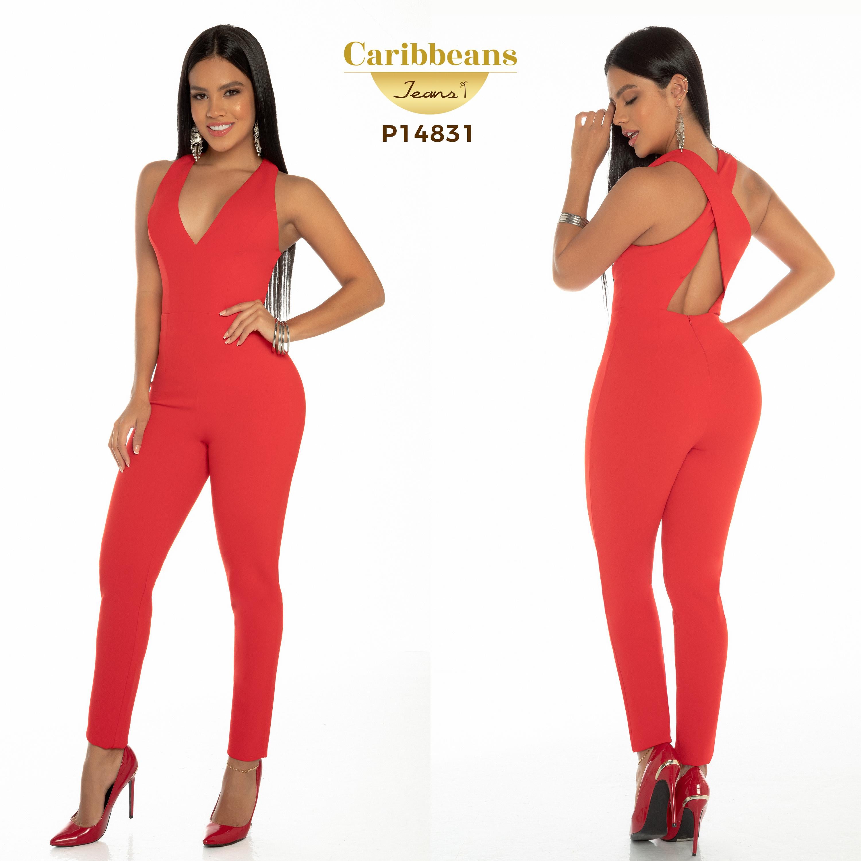 Ref. 003 -P14831 Enterizo Americano de Moda con Mangas Cortas y Espalda descubierta y cruzada. - Ropa Colombiana