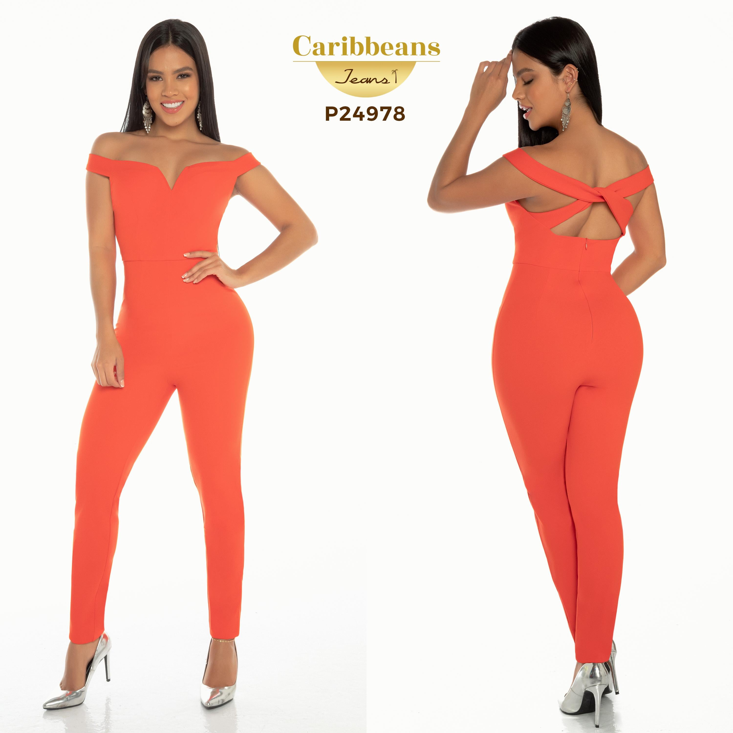 Ref. 003 -P24978 Hermoso Enterizo Americano Hombros Descubiertos con tiras Cruzadas en la Espalda - Ropa Colombiana