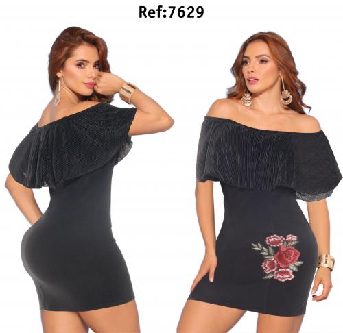 Ref. 040 -7629 VESTIDO CASUAL SEXY MANGA CORTA