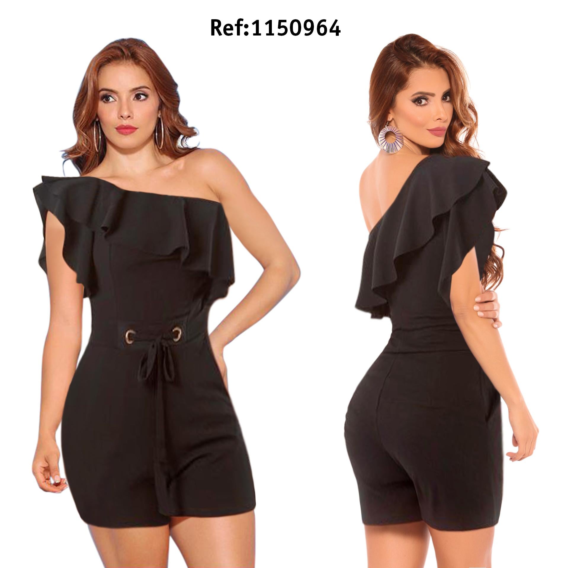 Ref. 045 -1150964 Enterizo Short Colombiano con Hombro Descubierto y Boleros - Ropa Colombiana