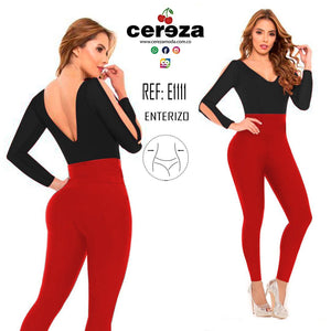 Ref. 004 -E1111 Enterizo Colombiano de Moda, Blusa y pantalon de dos colores, espalda descubierta , control de cintura - Ropa Colombiana