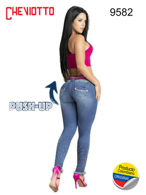 Ref. 001 -9582ESTAMPADO JEAN LEVANTACOLA COLOMBIANO - Ropa Colombiana