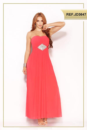Ref. 003 -JD3647 VESTIDO LARGO AMERICANO - Ropa Colombiana