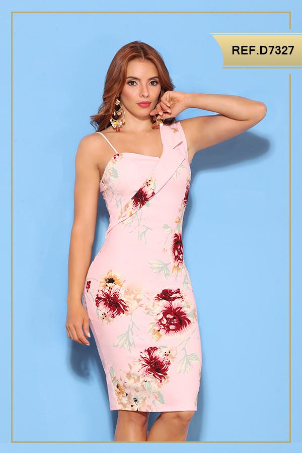 Ref. 003 -D7327 Hermoso Vestido manga corta - Ropa Colombiana