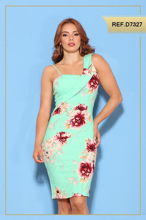 Ref. 003 -D7327 Hermoso Vestido manga corta - Ropa Colombiana