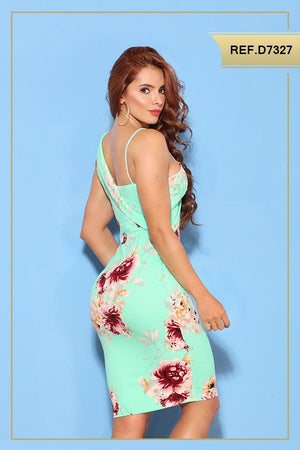 Ref. 003 -D7327 Hermoso Vestido manga corta - Ropa Colombiana