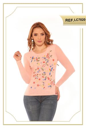 Ref. 003 -LC7020 BLUSA MANGA LARGA - Ropa Colombiana