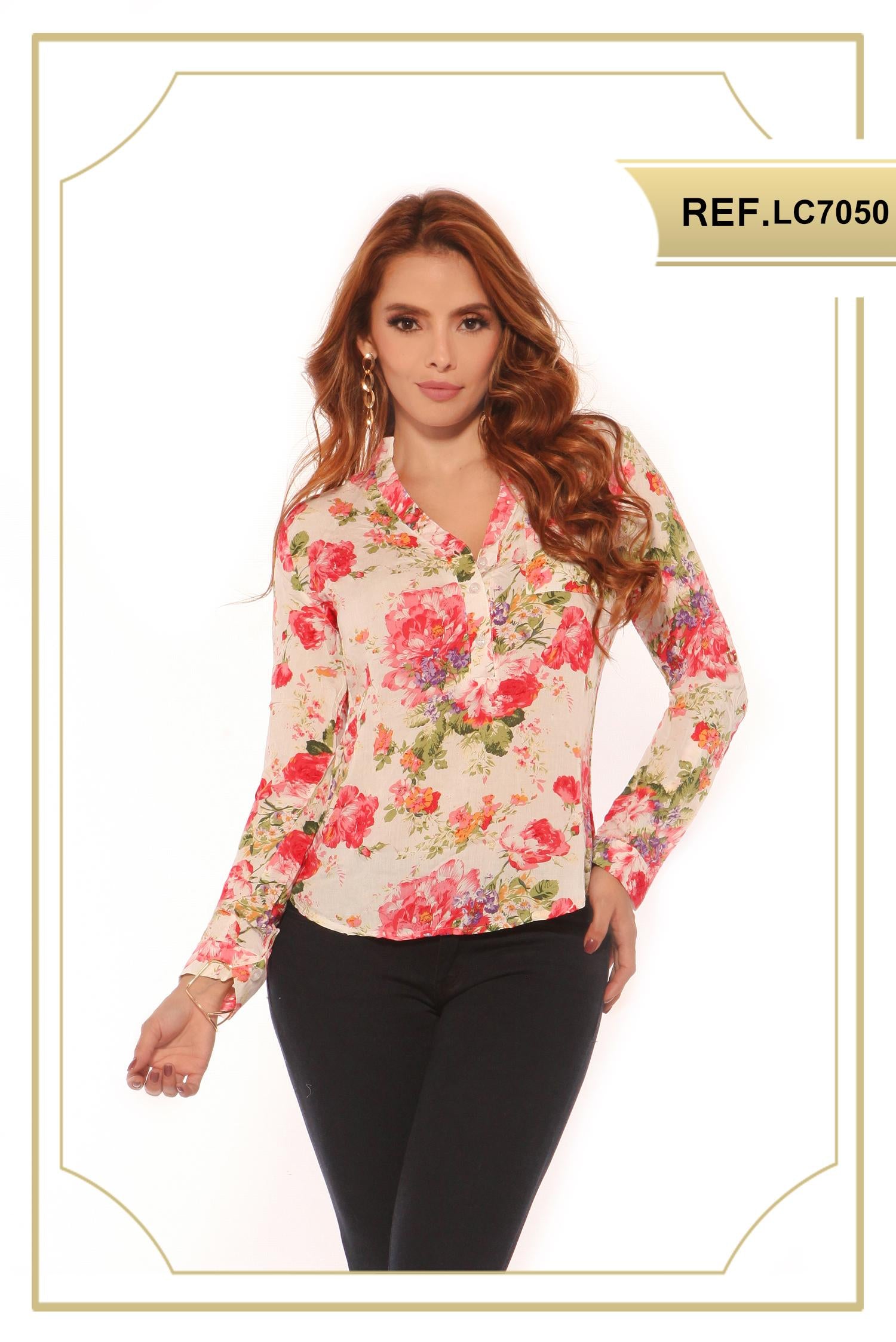 Ref. 003 -LC7050 BLUSA MANGA LARGA - Ropa Colombiana