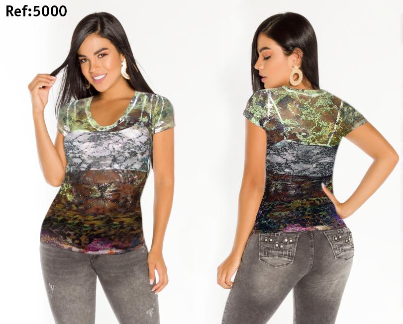 Ref. 005 -5000 Blusa Estampada Sexy - Ropa Colombiana