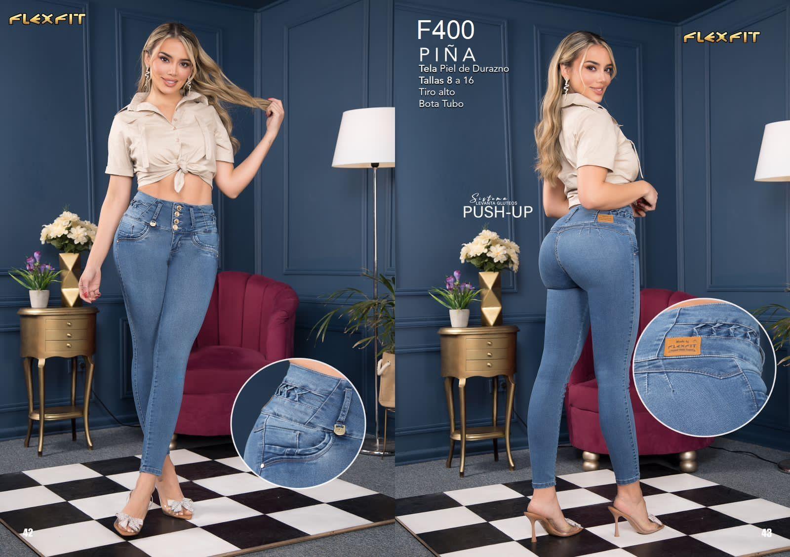 Ref. 25441 -F4000 PIÑA Jean sin bolsillos - Ropa Colombiana
