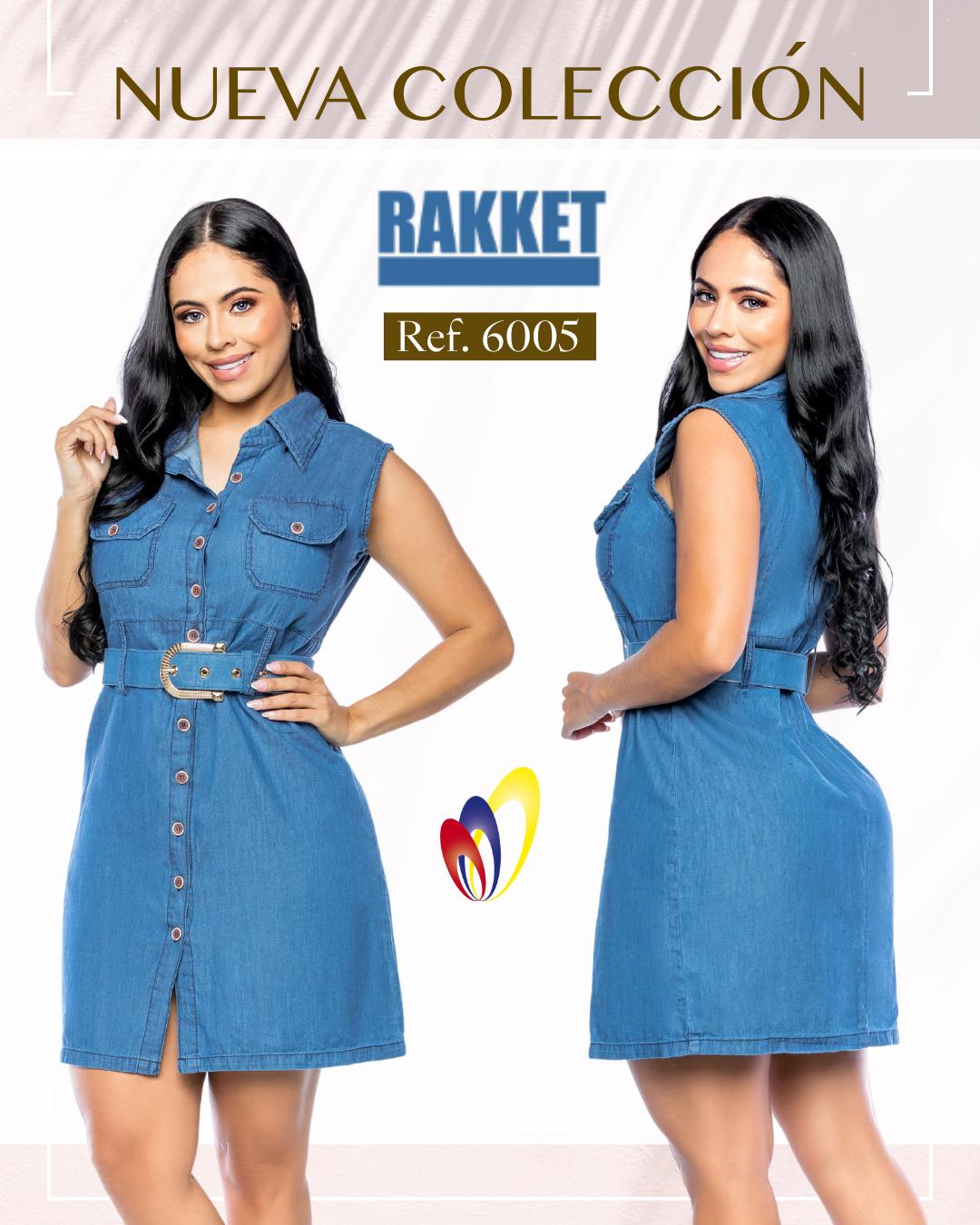 Ref. 006 -R6005 Vestido colombiano en jean - Ropa Colombiana