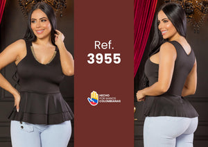 Ref. 055 -3955 Blusa con detalles en el Cuello y Boleros - Ropa Colombiana
