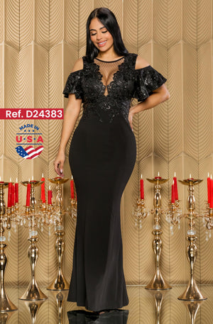 Ref. 003 -D24383 Vestido americano Largo de Fiesta diseño exclusivo - Ropa Colombiana