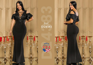 Ref. 003 -D24383 Vestido americano Largo de Fiesta diseño exclusivo - Ropa Colombiana