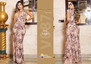 Ref. 049 -V687 Vestido de Fiesta Largo - Ropa Colombiana