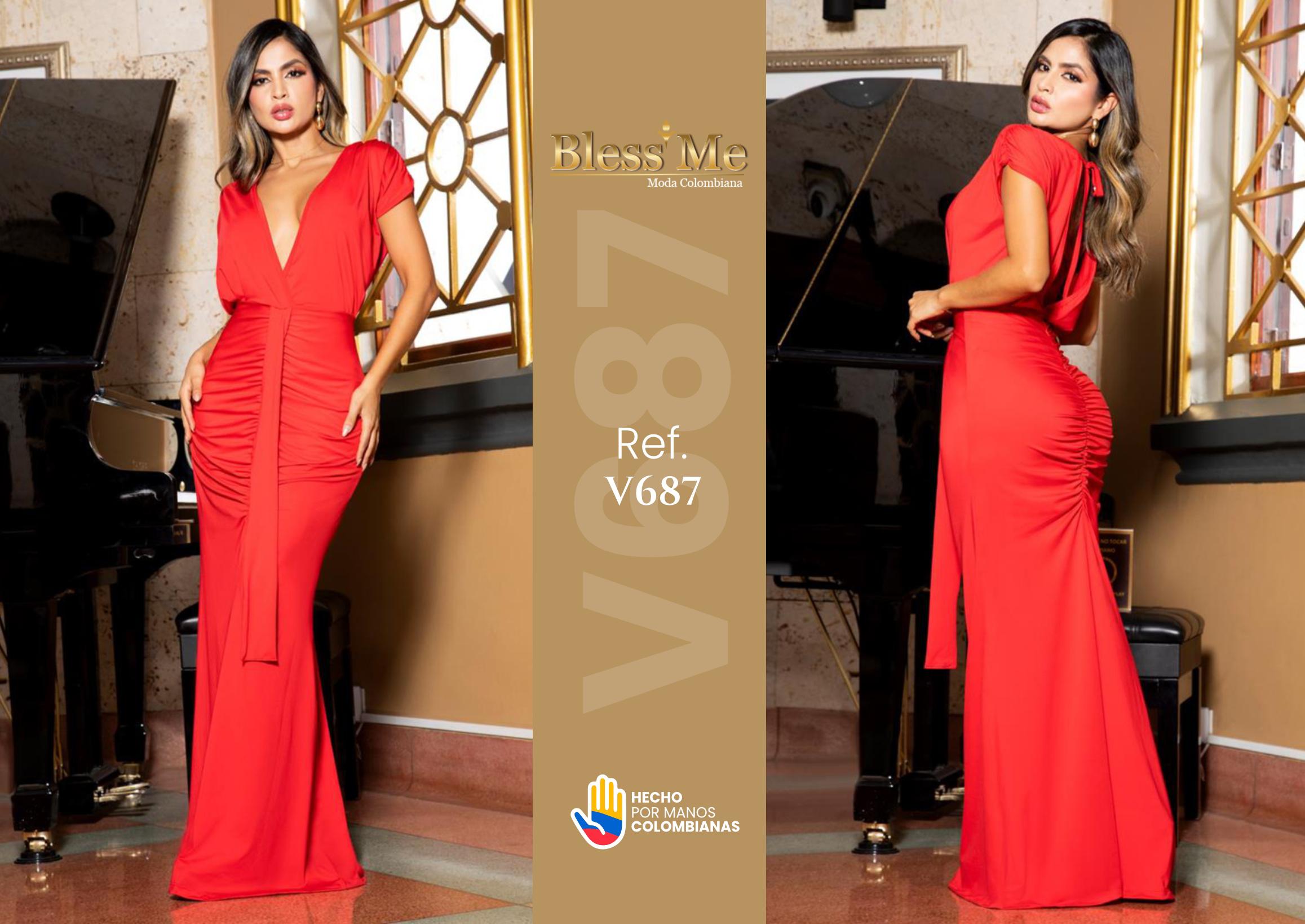 Ref. 049 -V687 Vestido de Fiesta Largo - Ropa Colombiana