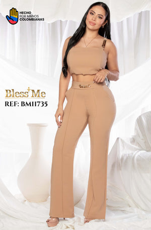 Ref. 5214002 -BM11735 Conjunto colombiano para mujer con pantalón y blusa a juego - Ropa Colombiana