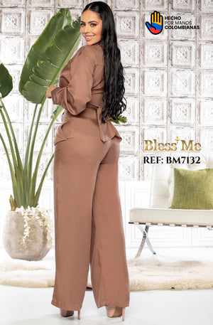 Ref. 5214002 -BM7132 Conjunto colombiano para mujer con pantalón y blusa a juego - Ropa Colombiana