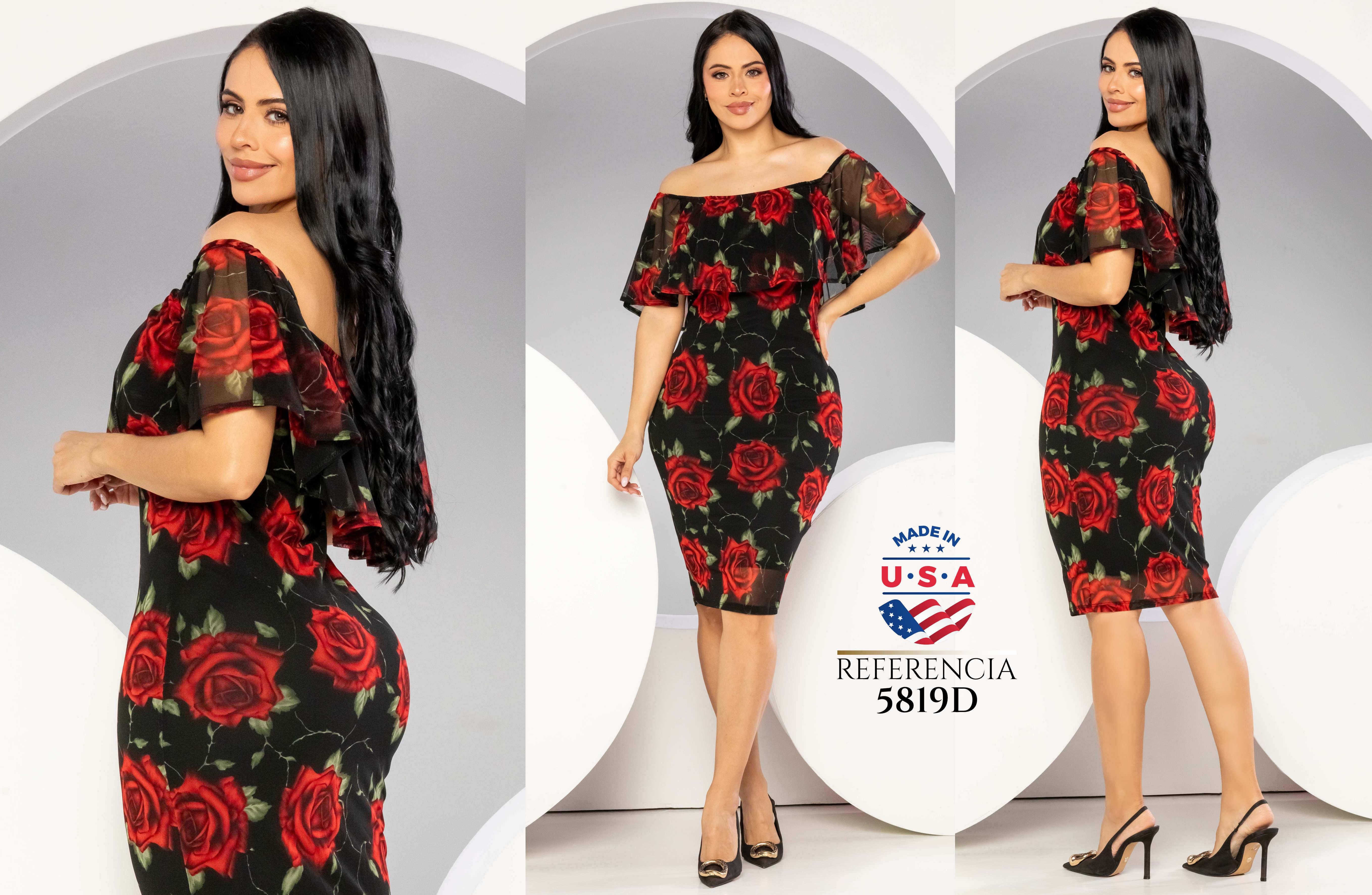 Ref. 003 -5819D VESTIDO FIESTA CORTO - Ropa Colombiana