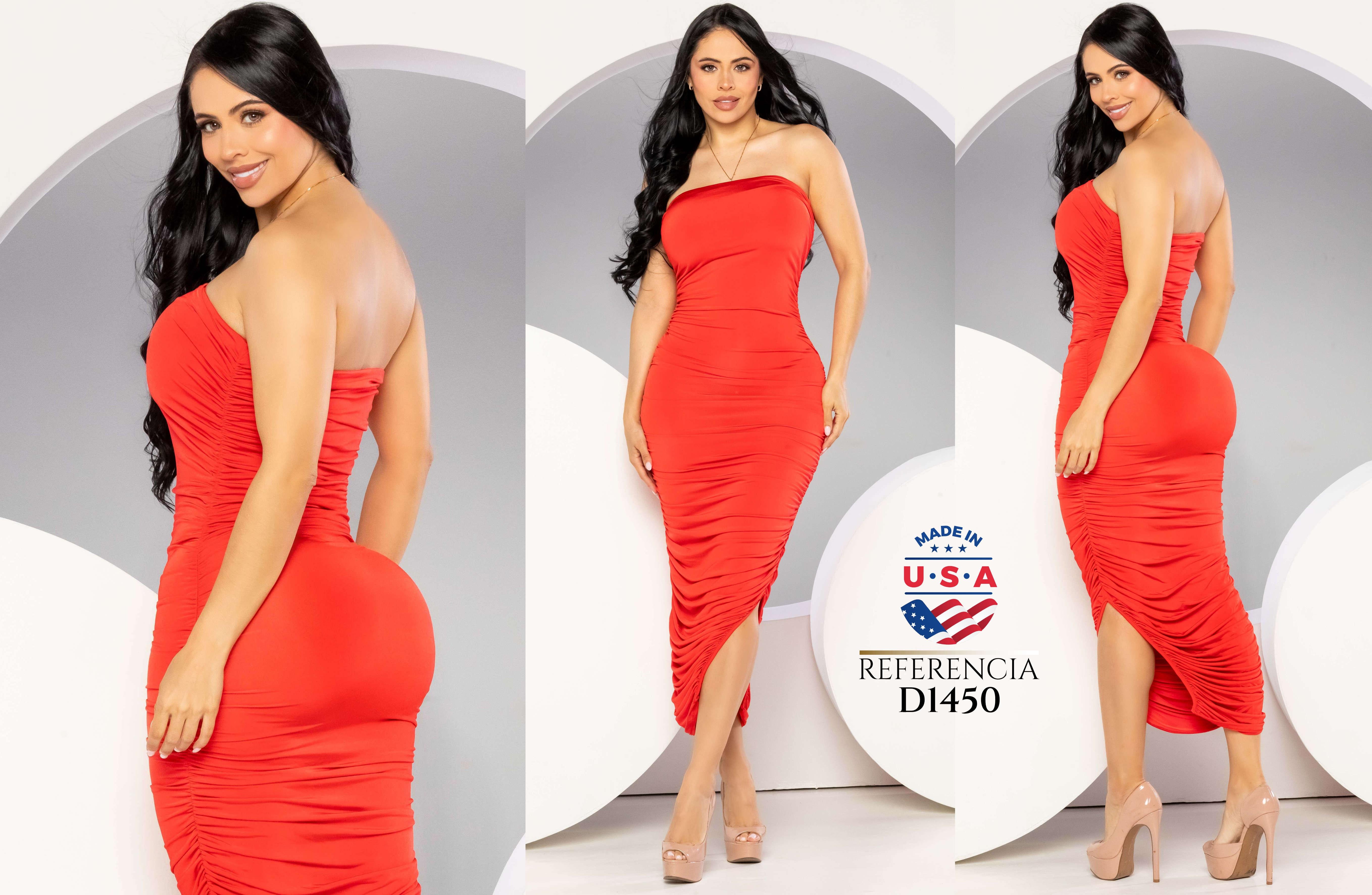 Ref. 003 -D1450 Vestido americano de fiesta - Ropa Colombiana