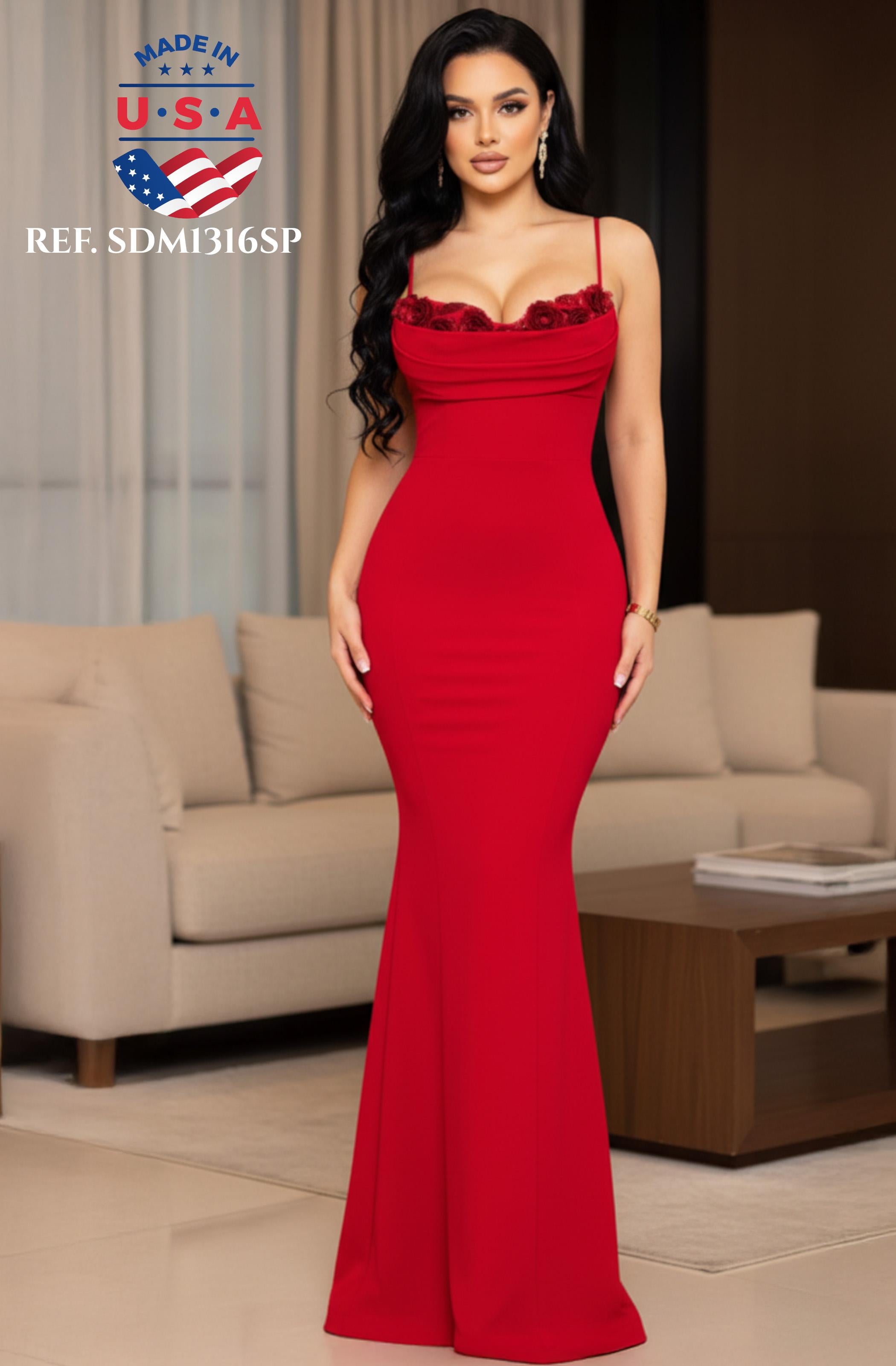 Ref. 003 -SDM1316SP Vestido de Fiesta Largo - Ropa Colombiana