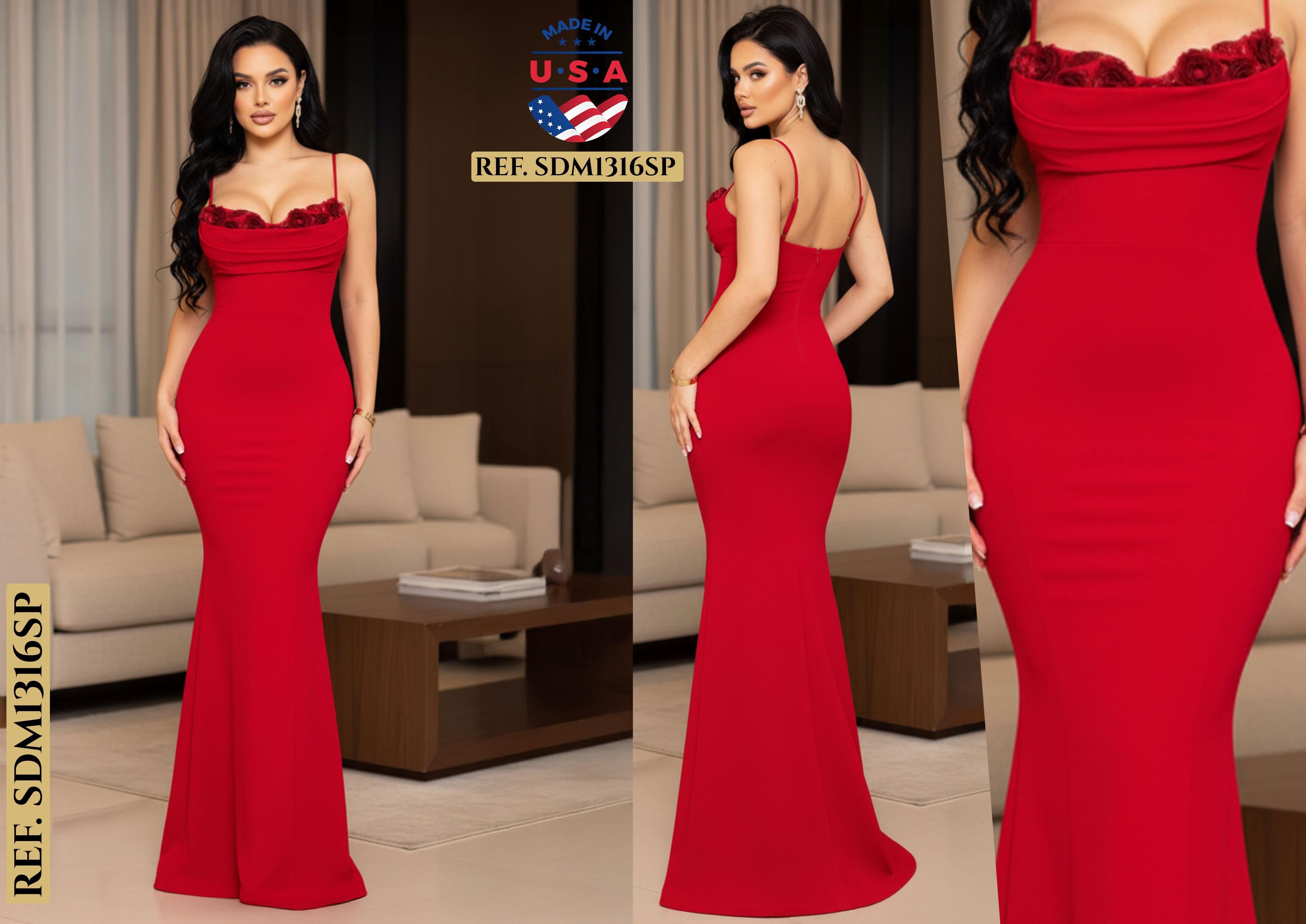 Ref. 003 -SDM1316SP Vestido de Fiesta Largo - Ropa Colombiana