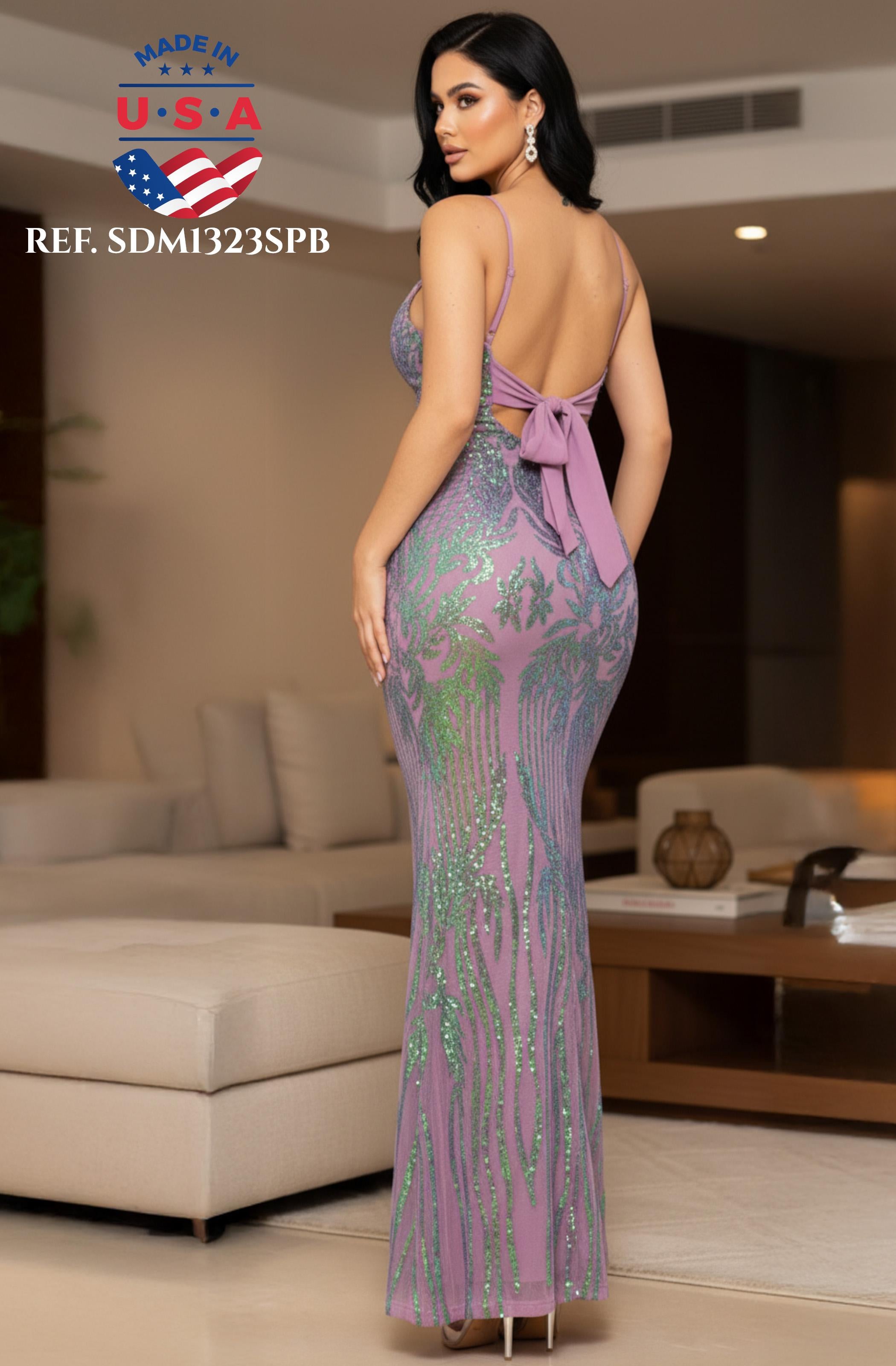 Ref. 003 -SDM1323SPB Vestido de Fiesta Largo - Ropa Colombiana