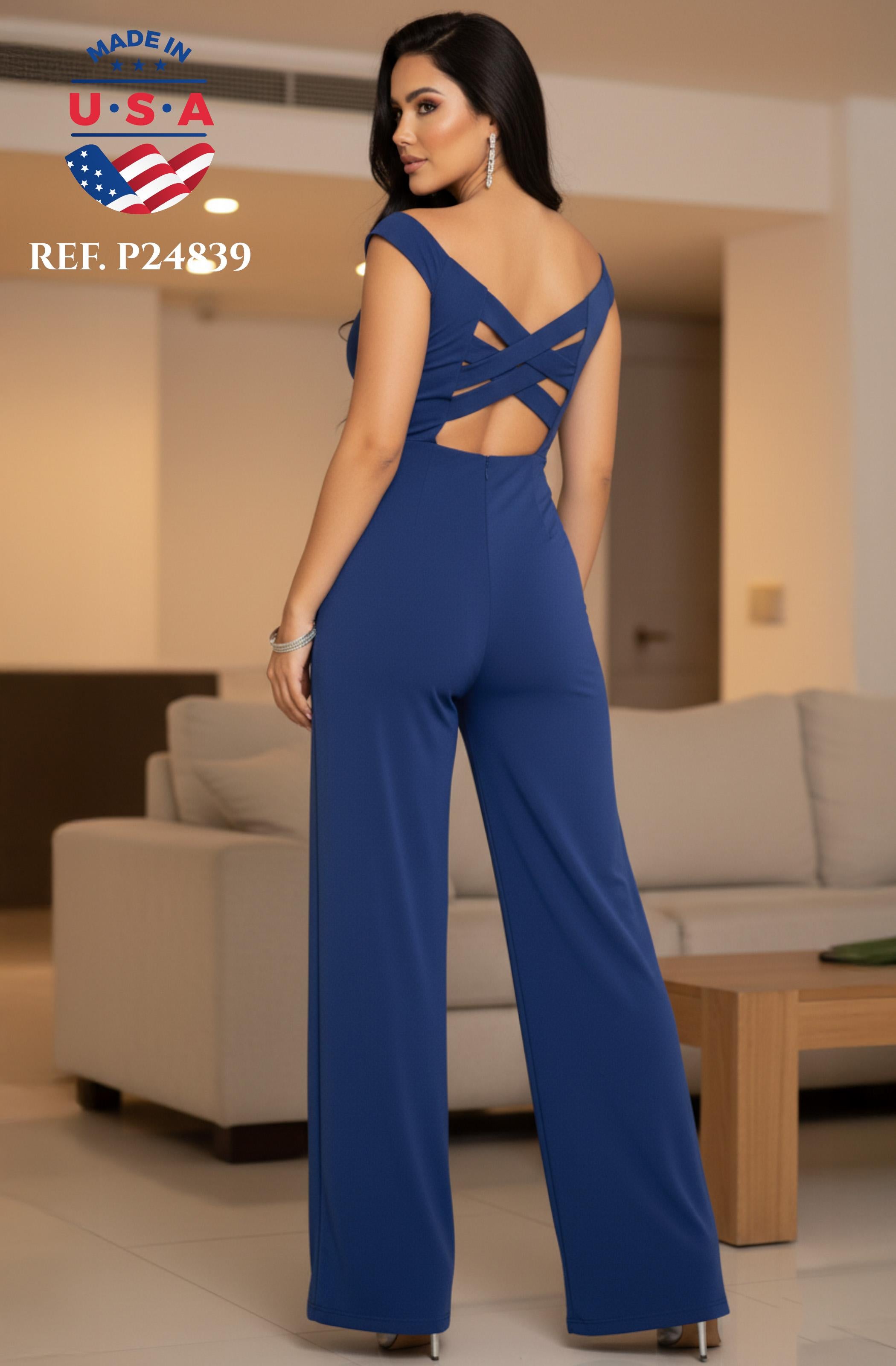 Ref. 003 -P24839 Enterizo sin Mangas con Hombros descubiertos y Diseño Hermoso en la Espalda - Ropa Colombiana