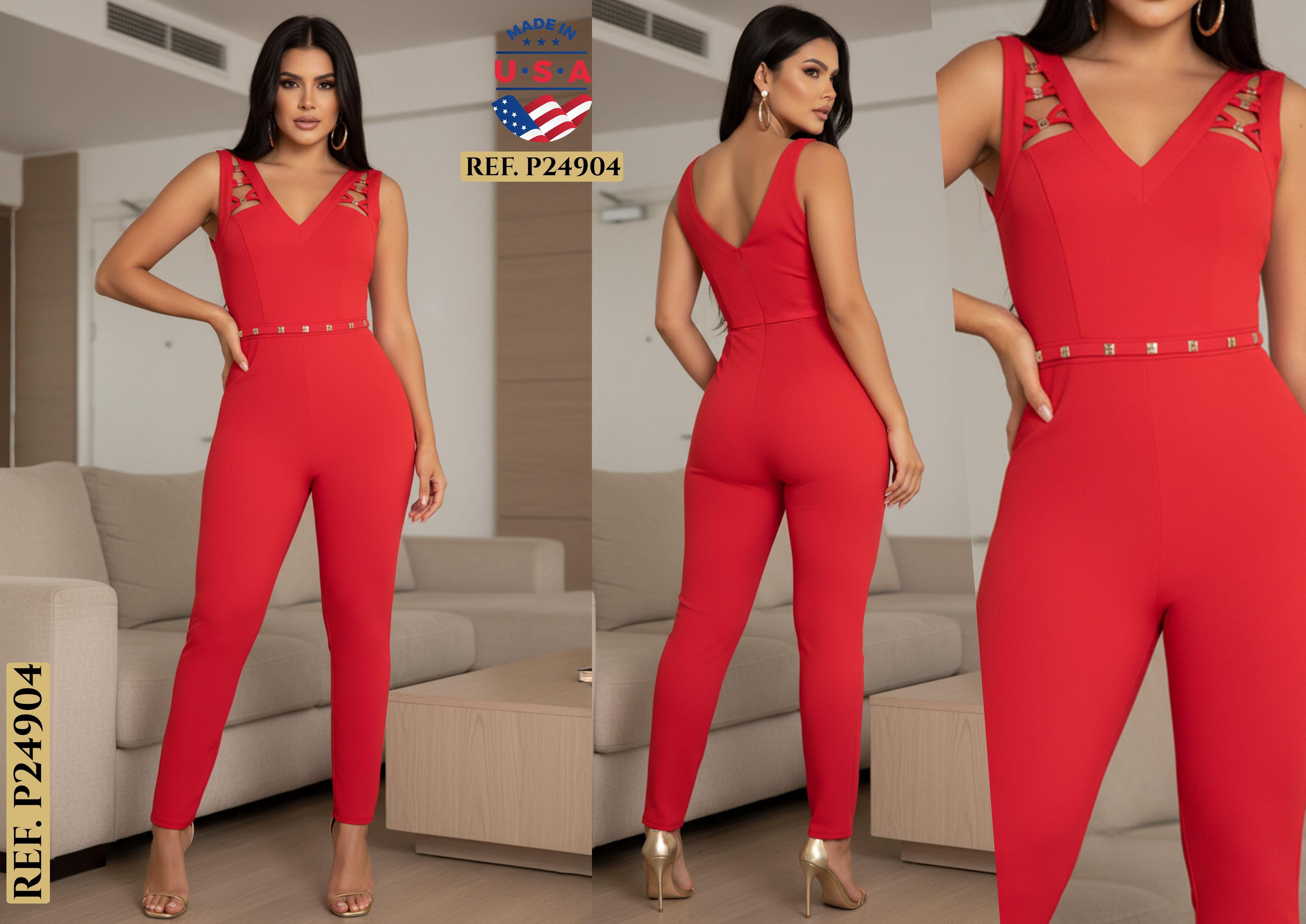 Ref. 003 -P24904 Enterizo sin  Mangas con tiras decoradas, estilo americano - Ropa Colombiana