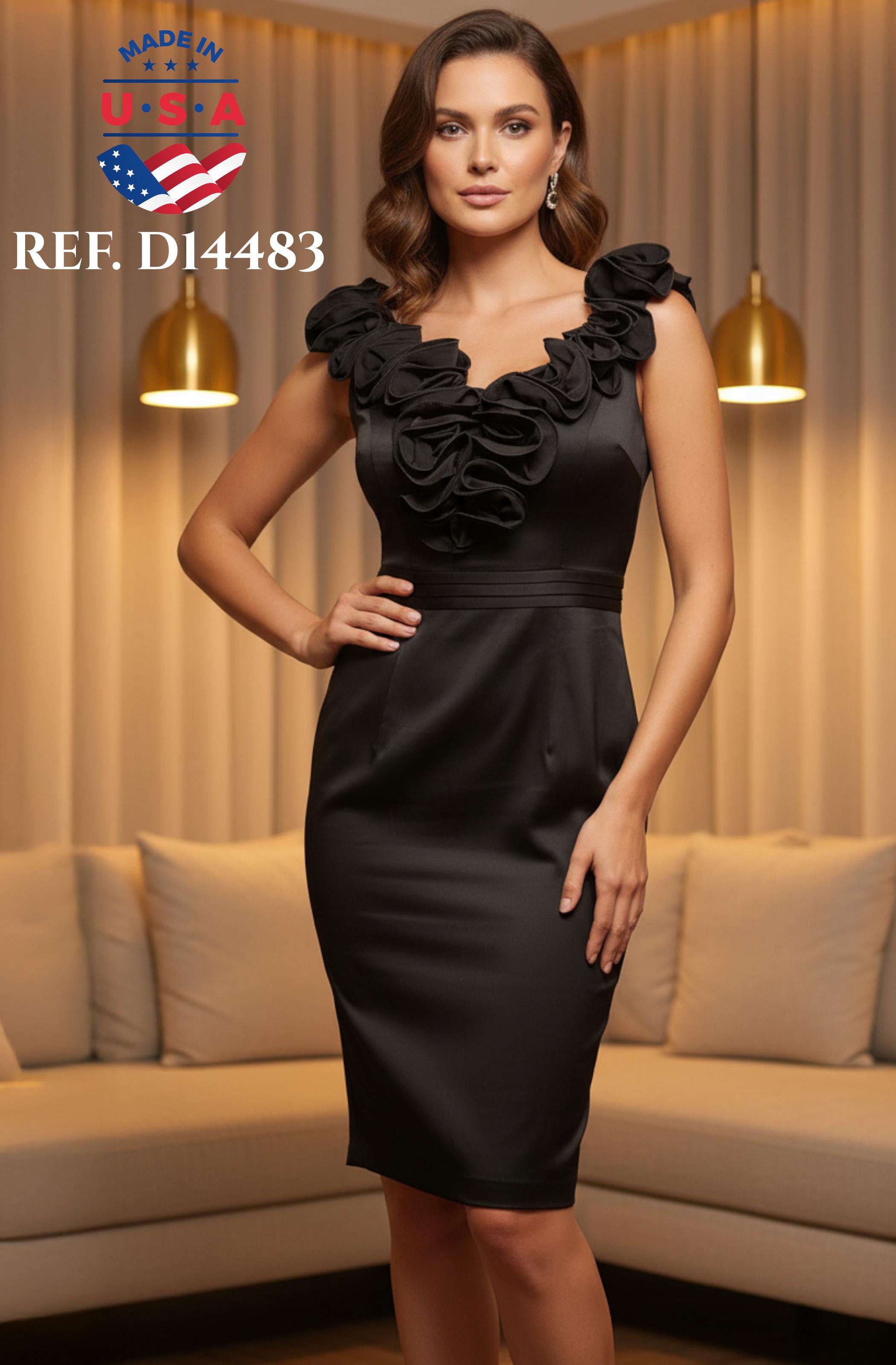 Ref. 003 -D14483 Vestido De Fiesta con Decorado Hermoso en Pecho y escote, Diseño exclusivo - Ropa Colombiana