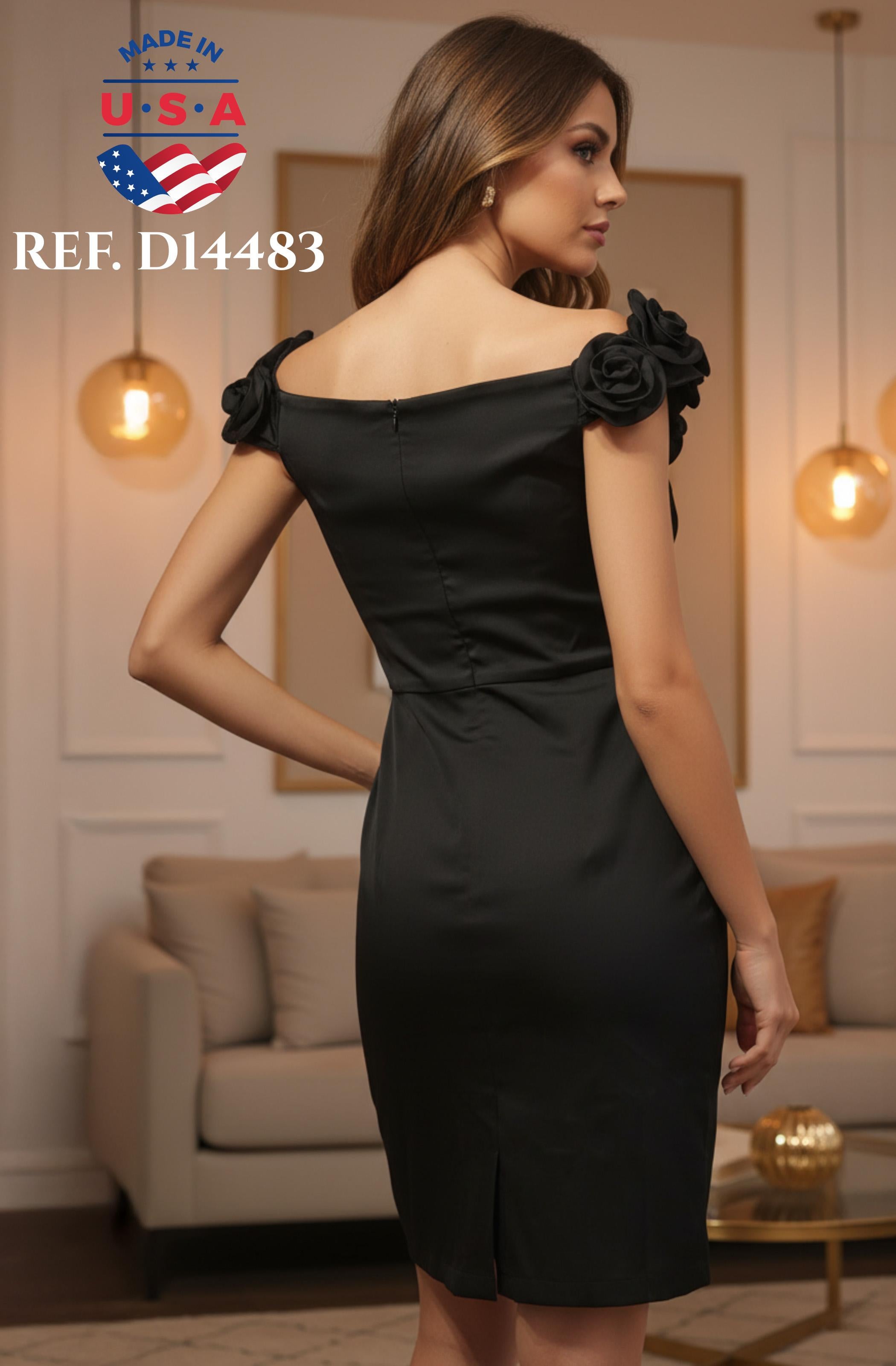 Ref. 003 -D14483 Vestido De Fiesta con Decorado Hermoso en Pecho y escote, Diseño exclusivo - Ropa Colombiana