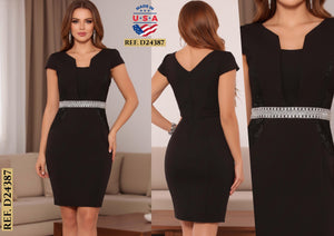 Ref. 003 -D24387 Vestido Corto Americano De Fiesta - Ropa Colombiana