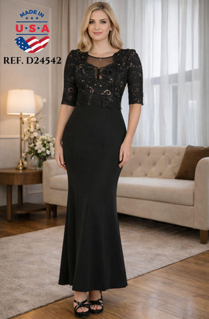 Ref. 003 -D24542 Vestido de Fiesta largo con falda y superior decorado con lentejuelas - Ropa Colombiana