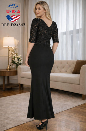 Ref. 003 -D24542 Vestido de Fiesta largo con falda y superior decorado con lentejuelas - Ropa Colombiana