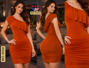 Ref. 003 -D1341 VESTIDO CASUAL SEXY MANGA CORTA - Ropa Colombiana