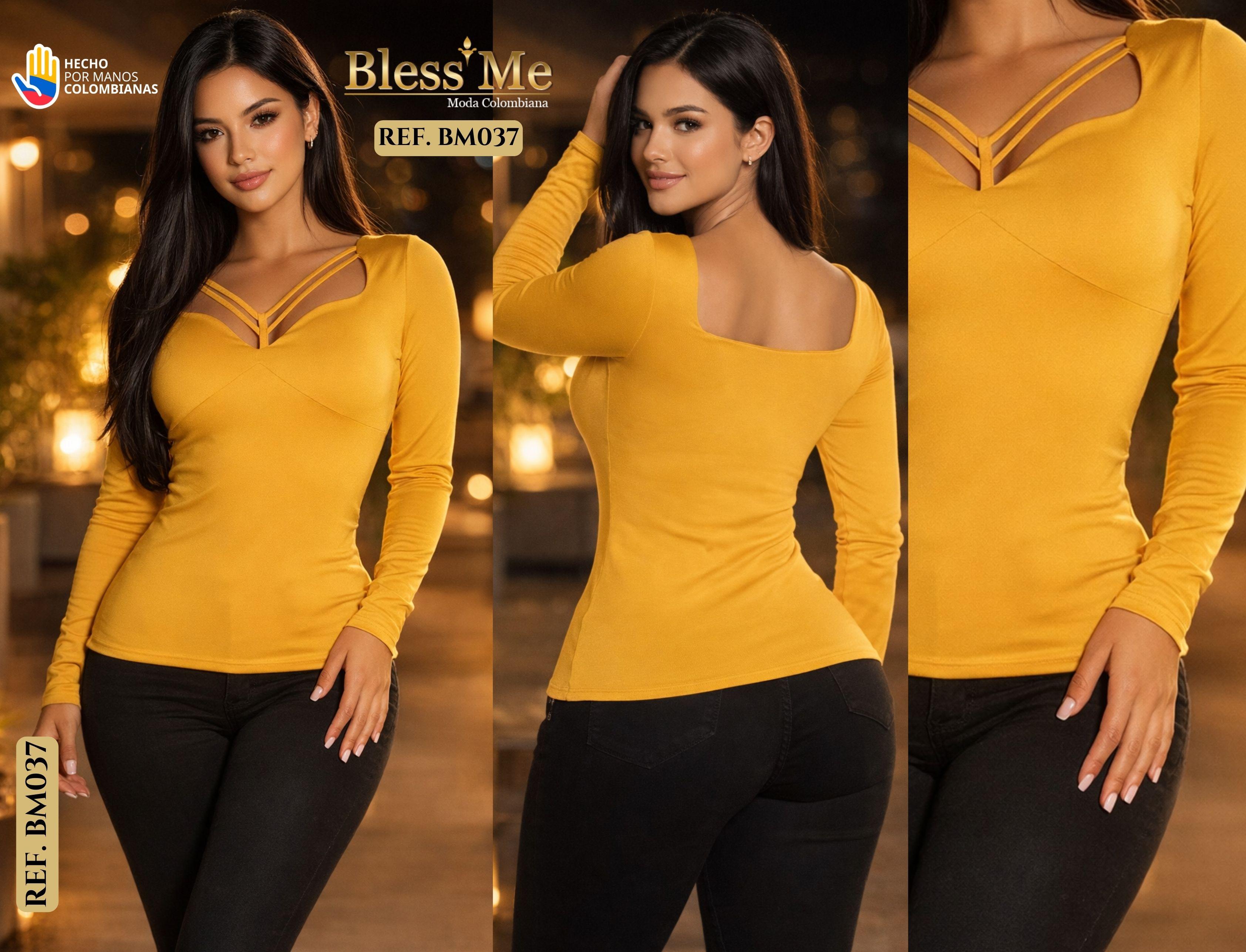 Ref. 071 -BM037 Blusa Dama Estilo espalda descubierta y tiras - Ropa Colombiana
