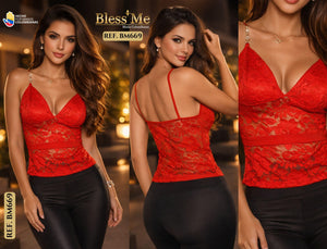 Ref. 058 -BM669 Hermosa Blusa semitrasparente escotada - Ropa Colombiana