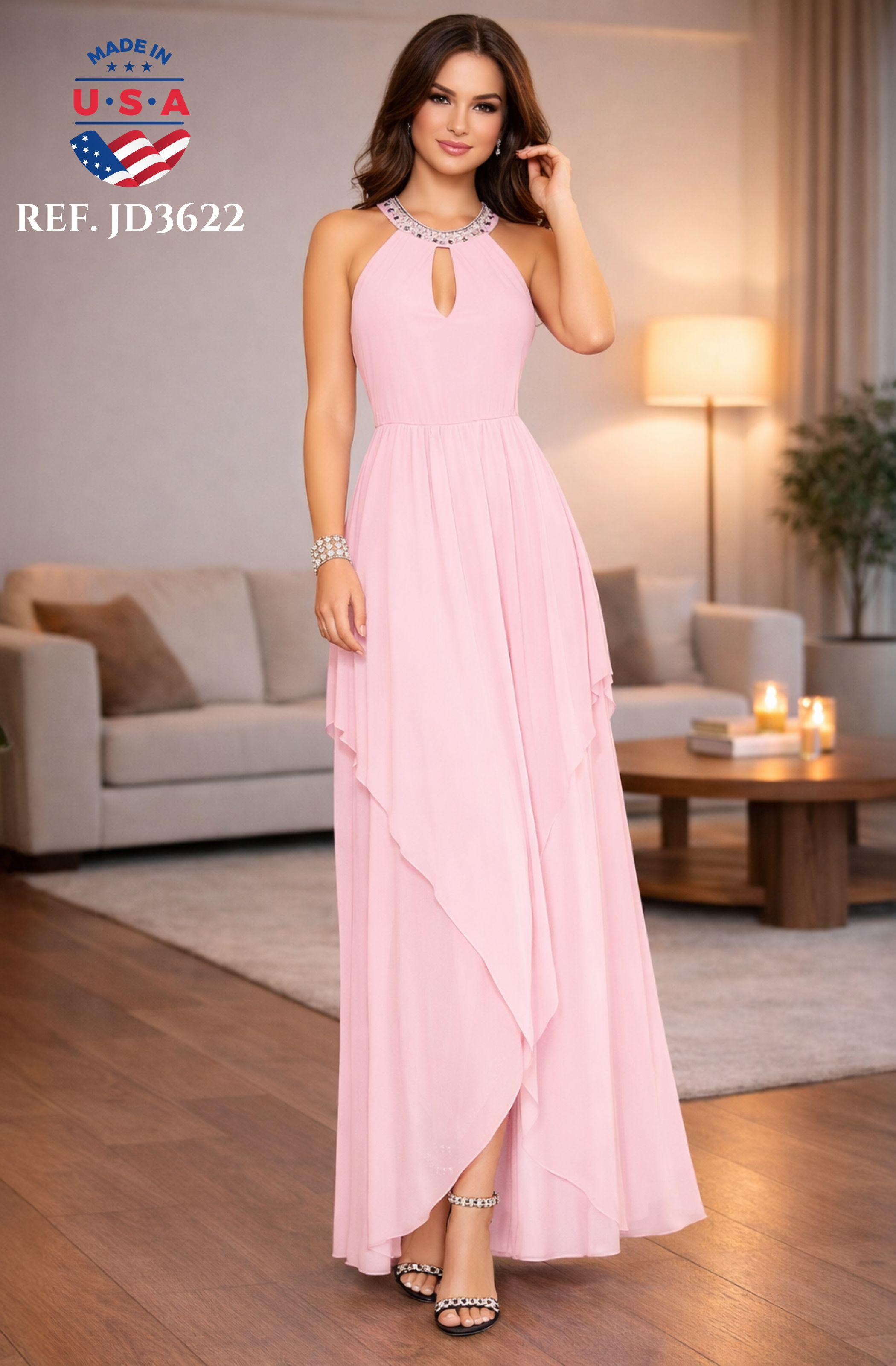 Ref. 003 -JD3622 VESTIDO LARGO AMERICANO - Ropa Colombiana