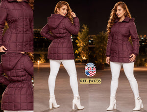 003 -JW1735 CHAQUETA ACOLCHADA CON CAPUCHA - Ropa Colombiana