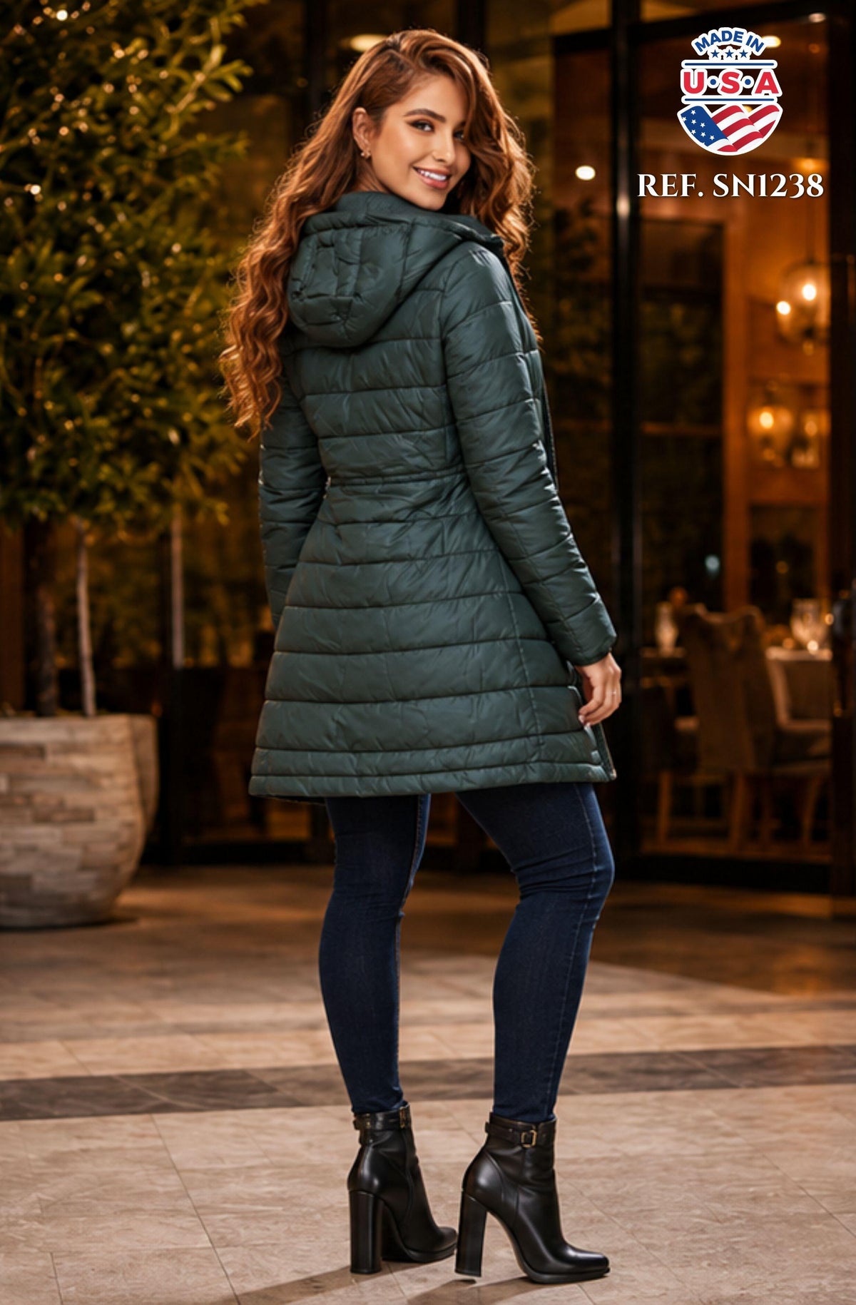 003 -SN1238 CHAQUETA ACOLCHADA CON CAPUCHA - Ropa Colombiana